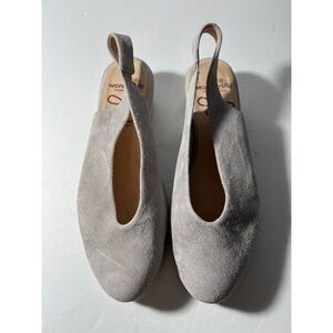 Wondersfly Women's Gray Suede Slingback Flats